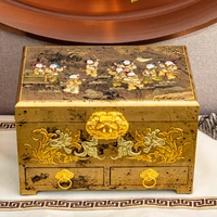 pingyao lacquerware jewelry box handmade jewelry sanjin advanced large capacity storage box high grade solid wood wedding gift