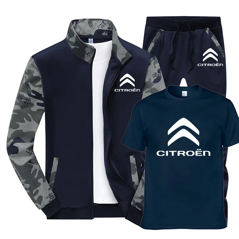 

Spring Autumn Men's suits Citroen Logo Print Sweatshirt Camouflage Men's sweatshirt+short sleeve+sweatpants 3-piece set