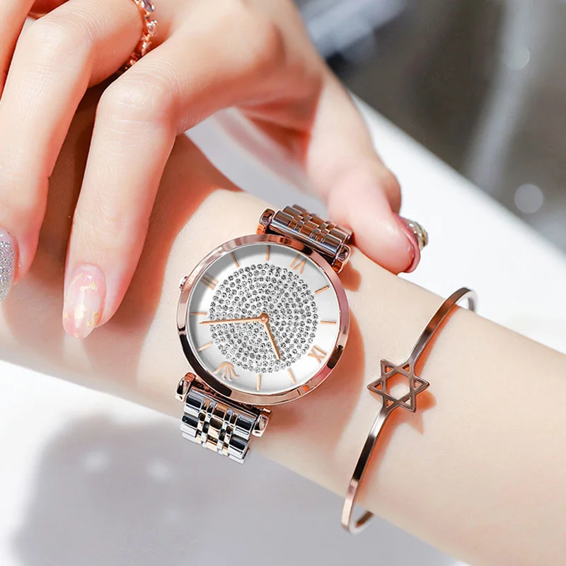 

Fashion Women's Watch Casual Korean Waterproof Fashion Diamond-studded British Watch Luxury Gypsophila Gift Watch Reloj Mujer