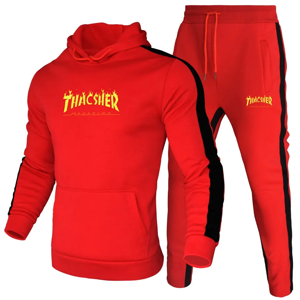 

Winter Sales, Sports Stripes Thickened Two-piece Sets, Casual Fashion Street Print Pullovers, Popular Loose Hoodies