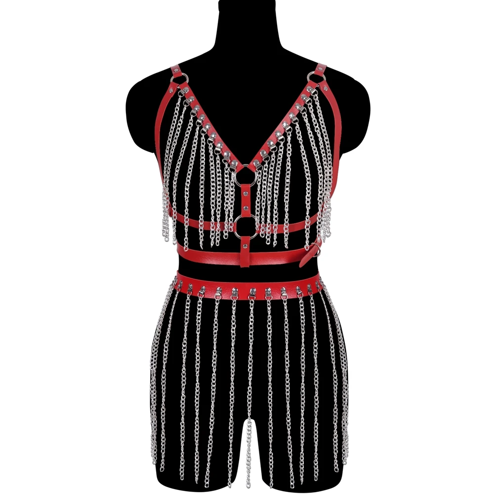 

Women Handmade Leather Underwear Body Crop Top Harness Harness Belt Harajuku Bra 90s Gothic Bondage Cage Belt Body Harness Set
