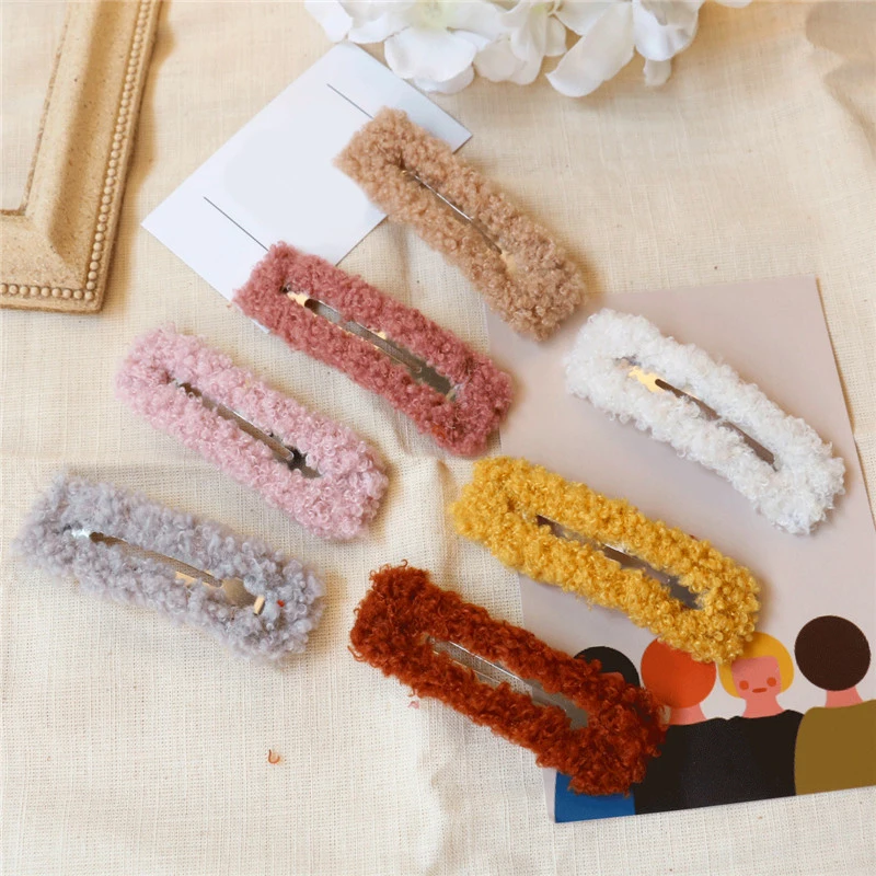 Милые плюшевые модные ВВ заколки для волос милые женщин девочек аксессуары