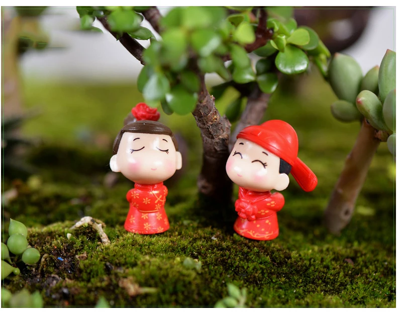 

2 шт пары куклы, жених и невеста свадьба празднование Установка микро-пейзаж в китайском стиле творческие настройки ремесла