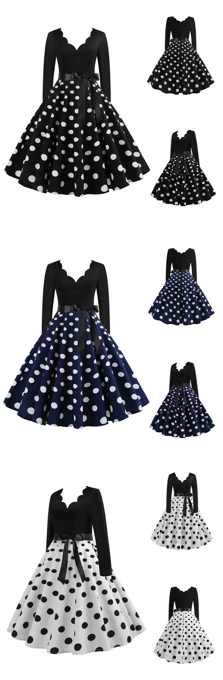 Robe noel femme зимние платья для женщин с длинным рукавом и принтом Винтаж Pinup рокабилли Год Вечерние Платье на День святого Валентина Черный Vestido 3XL