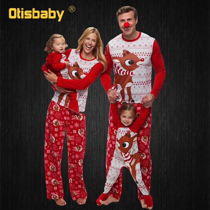 

Christmas Family Matching Pajamas Set Xmas Elk Baby Romper Dad Son Mom Daughter Sleepwear Nightwear Sisters Matching Outfits