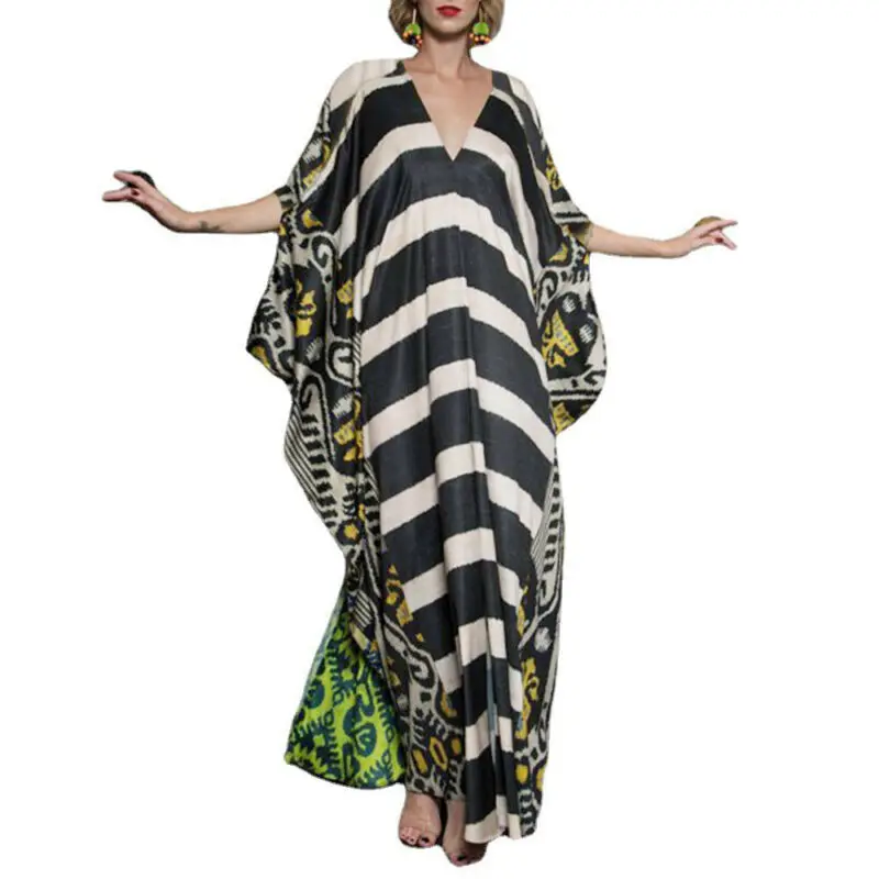 

Ladies Kaftan Dress Summer MAXI Dresses Long Sleeve Womens Printing Sundress