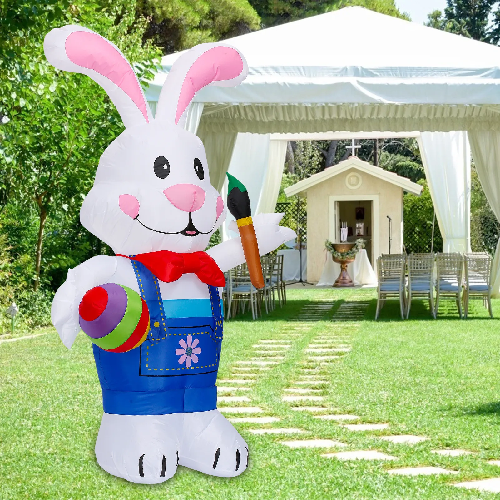 

1.8m Easter Iatable Rabbit With Led Light Luminous Bunny Iatable Air Model Outdoor Garden Ornament Party Weeding Decor