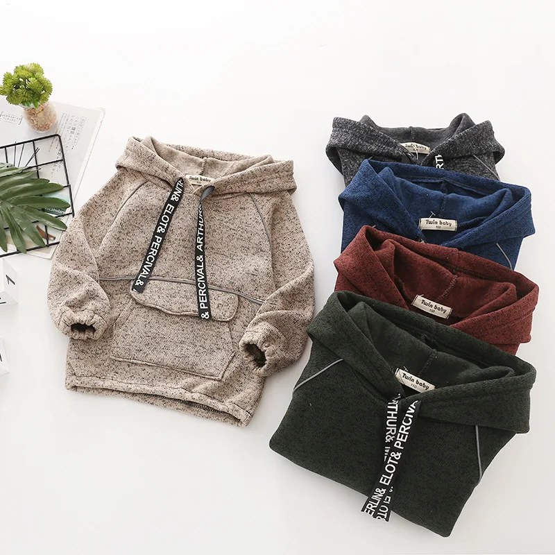 

Kids Hoodie Boys Sweatshirt Girls Fleece Children Toddlers Hooded Thick Warm Pullover Pocket Youth Clothes Spring Fall Autumn