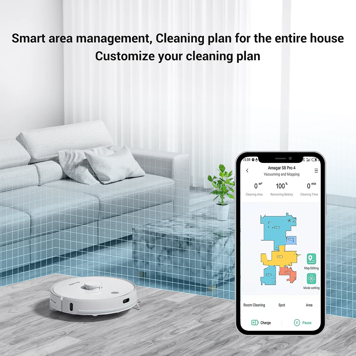 Promo code: RADUET1500-1 500 ₽ Робот-пылесос Arnagar S8 Pro швабра для дома LDS Smart Dust Collection 2700PA