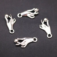 40pcs silver color hip hop hand of hope metal pendant diy charm bracelet earrings jewelry crafts making 2010mm m522
