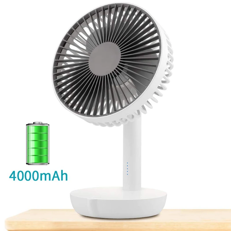 Вентилятор для стола Top Deals на батарейках с 5 скоростями и USB-питанием, бесшумный с портативным зарядным устройством, диаметр 6 дюймов, идеально подходит для личного использования.
