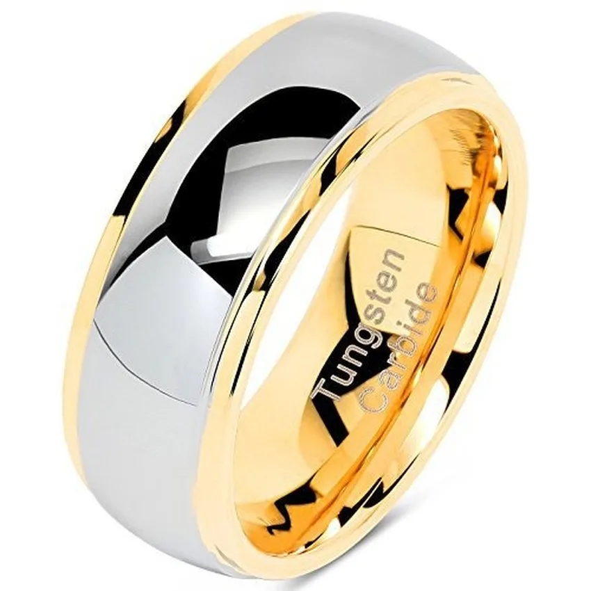 

8mm Fashion Gold Silver Color Tungsten Steel Ring Full Arc Opeing Gold Men's Jewelry