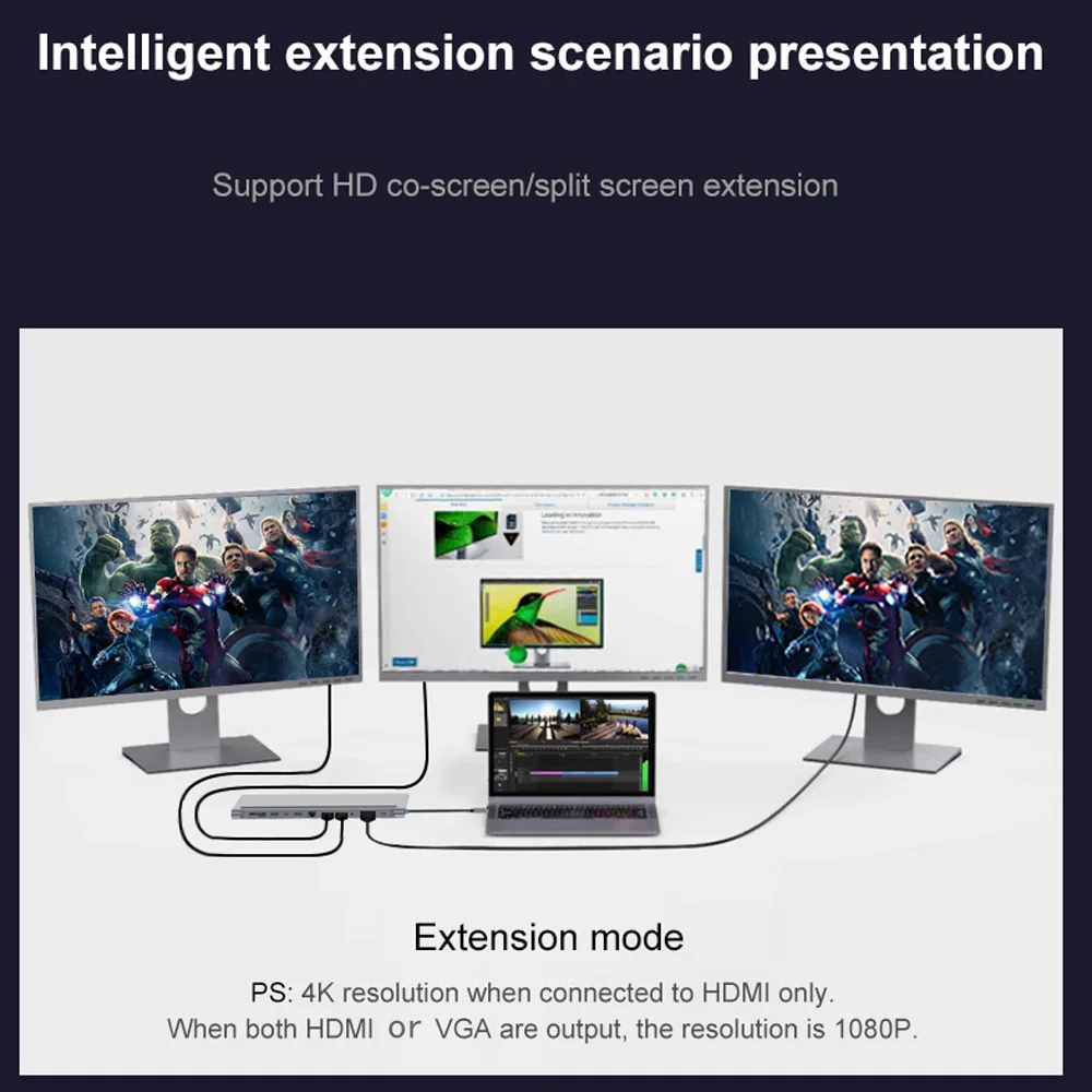 USB хаб DeepFox 12 в 1 с портами C на два HDMI VGA Rj45 3 0|USB-хабы| |