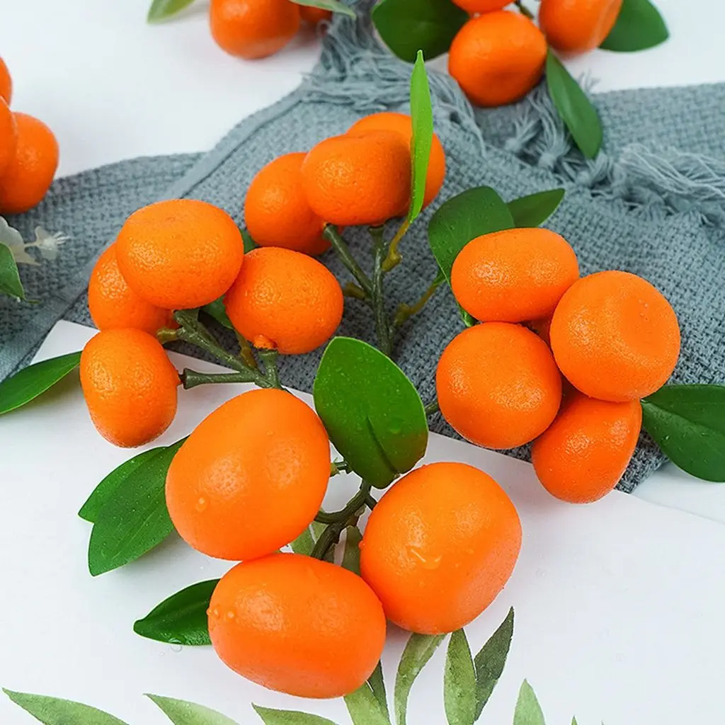 

Summer Drinks Shop Foam Orange Leaves Fruit-shop Material Imitation Fruits 3-6 Branches Fake Oranges Tangerine Model Party Decor