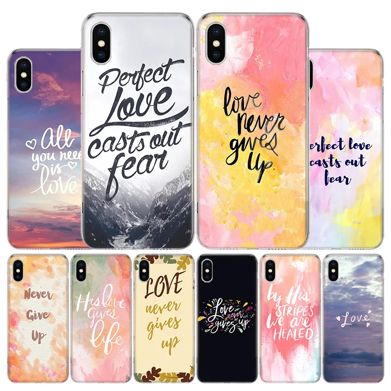 

Love never give up Cover Phone Case For Apple iPhone 11 12 13 Pro XR X XS Max 7 8 6 6S Plus + Mini 5S SE Print Shell Coque