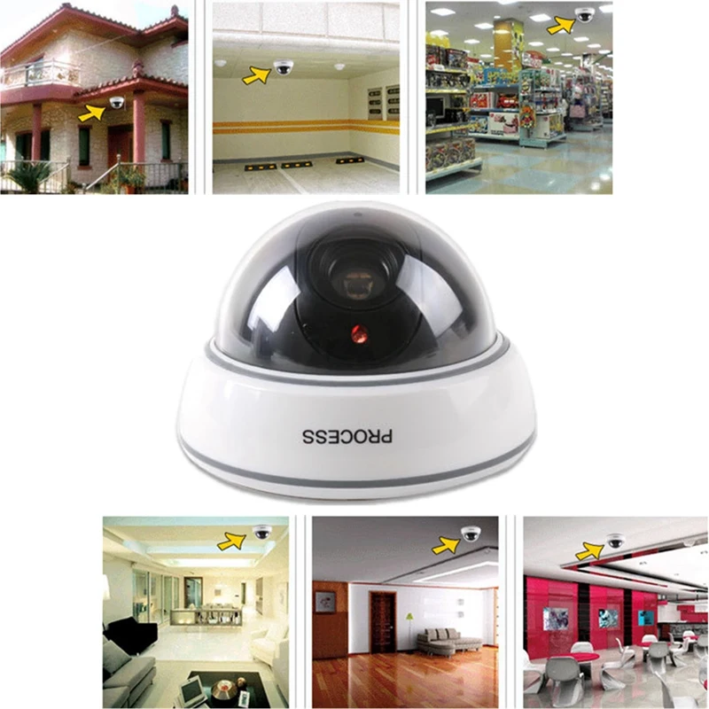 

4Pcs Fake Camera Dome Simulation Camera Home Camera Webcam Led Light Indoor Outdoor Surveillance Cctv for Warning
