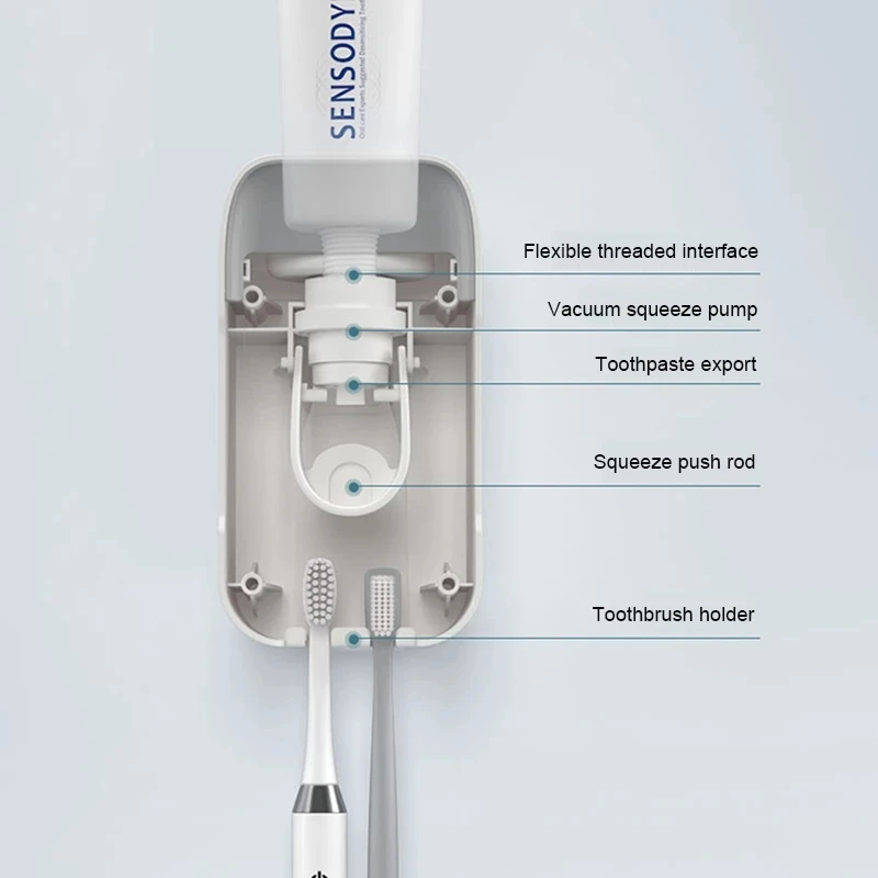

Wall-Mounted Automatic Toothpaste Squeezer Dispenser Plastic Dustproof Toothbrush Holder Suitable for Toilet Bathroom Accessorie