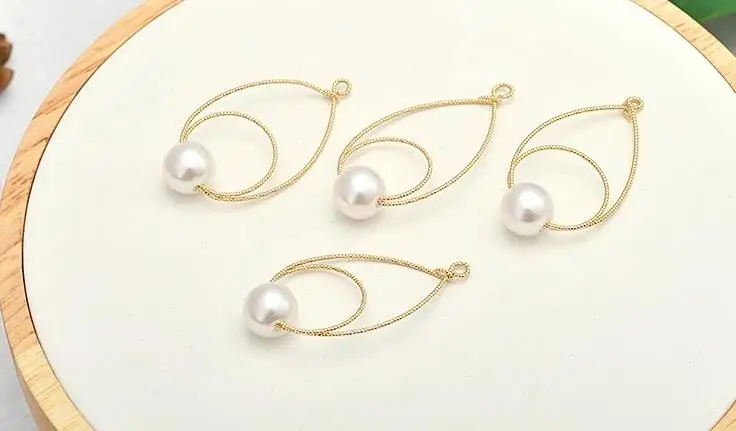 Серьги с цветным покрытием и жемчугом 18 К|Ювелирная фурнитура компоненты| |