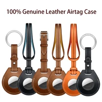 11 original leather case for airtags protective cover for apple locator tracker anti lost device sleeve key charm luggage tag