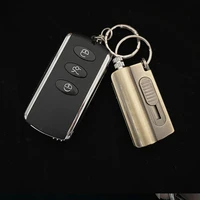metal permanent match lighter with knife outdoor waterproof gasoline keychain flint lighter fire starter survival tool gadget