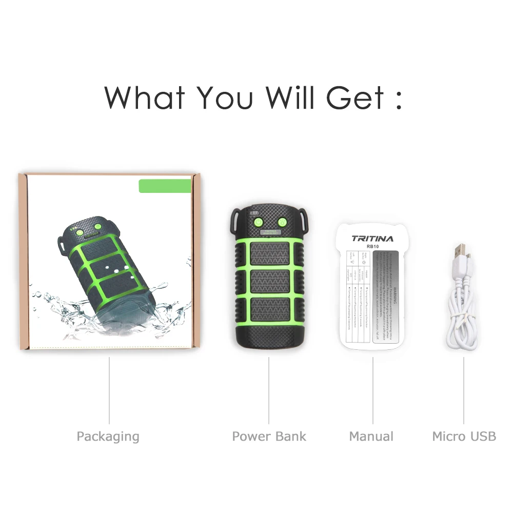 Водонепроницаемый внешний аккумулятор светодиодная подсветка сигнал SOS 5200 мАч