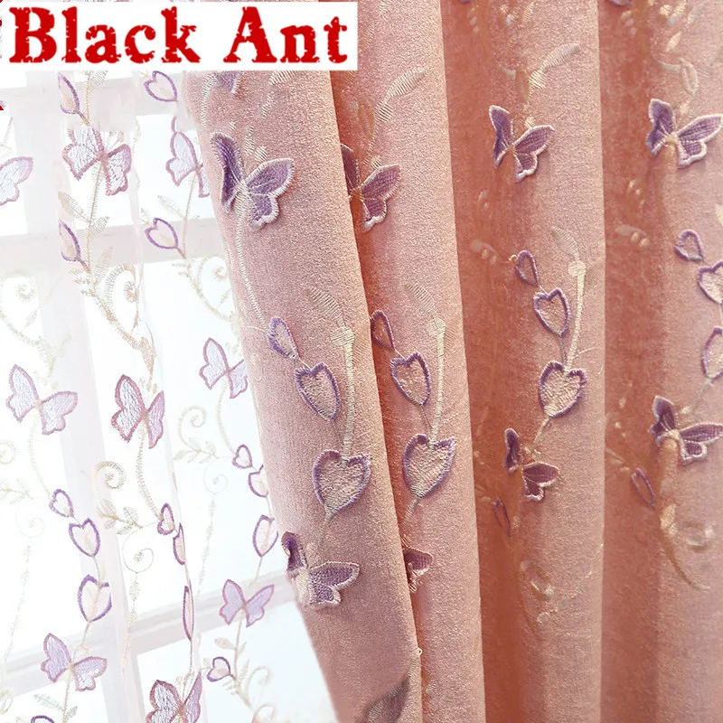 Романтичные занавески с бабочками для девочек тюлевые прозрачные тканевые окон
