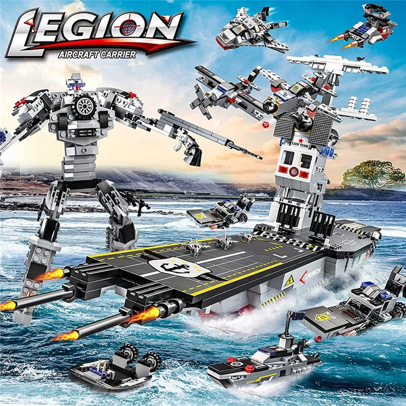 

Building Block 1305 PCS Aircraft Carrier Model Kit | Battleship Toy Military Brick Set for Kids
