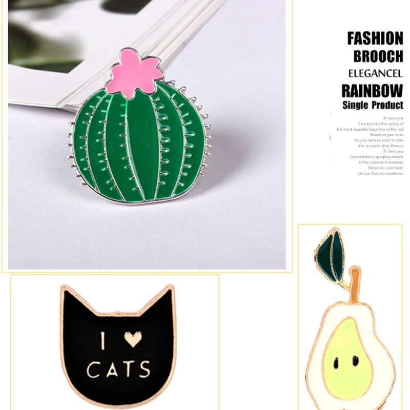 Брошь с изображением кошки усов кактуса груши солнцезащитных очков лацканов