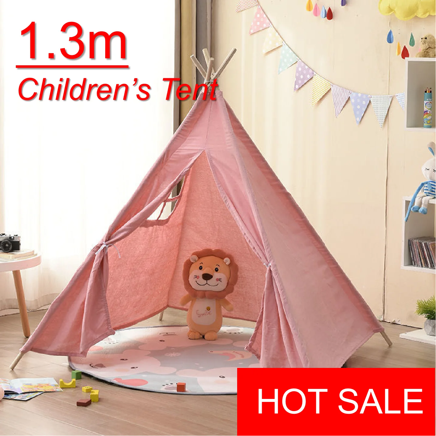 

1.3M Children's Tent Portable Tipi Infantil House For Children Kids Tent Cabana Large Play House Decoration Carpet Birthday Gift
