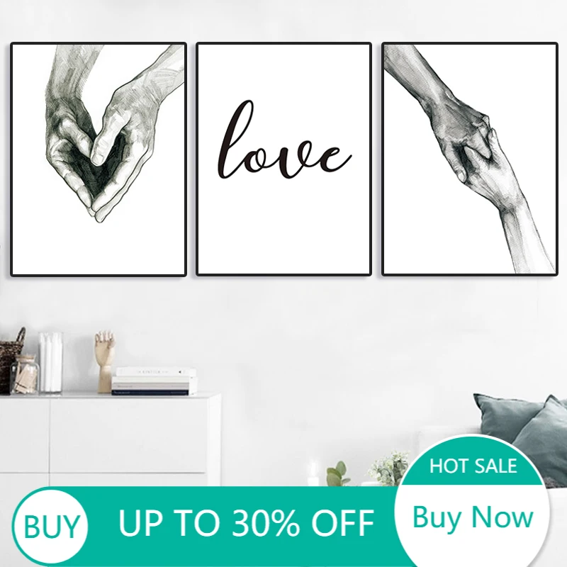 

WTQ Posters and Prints about Love Hold hands Wall Art Poster Nordic Canvas Painting Picture Decoration For Home Decor
