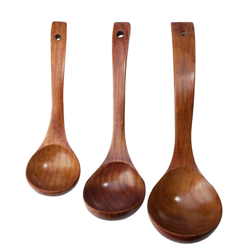 Большая деревянная суповая ложка с длинной ручкой натуральные суповые ложки