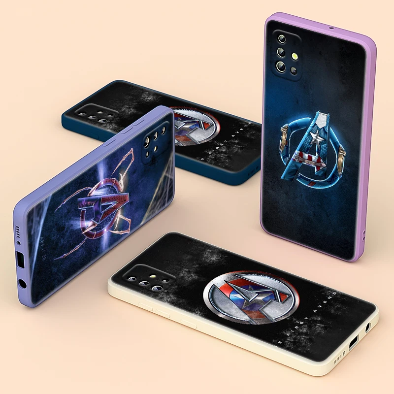 

Marvel Avengers logo For Samsung A72 A52 A71 A51 A32 A31 A12 A11 A91 A81 A02 A03 Liquid Silicone Soft Phone Case
