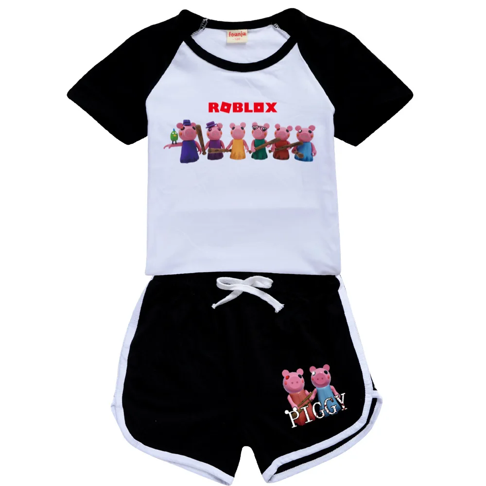 

Girls Boys Summer Clothing Set robloxing piggy Kids Sports T shirt+Pants 2piece set Baby Clothing Comfortable outfits Pyjamas