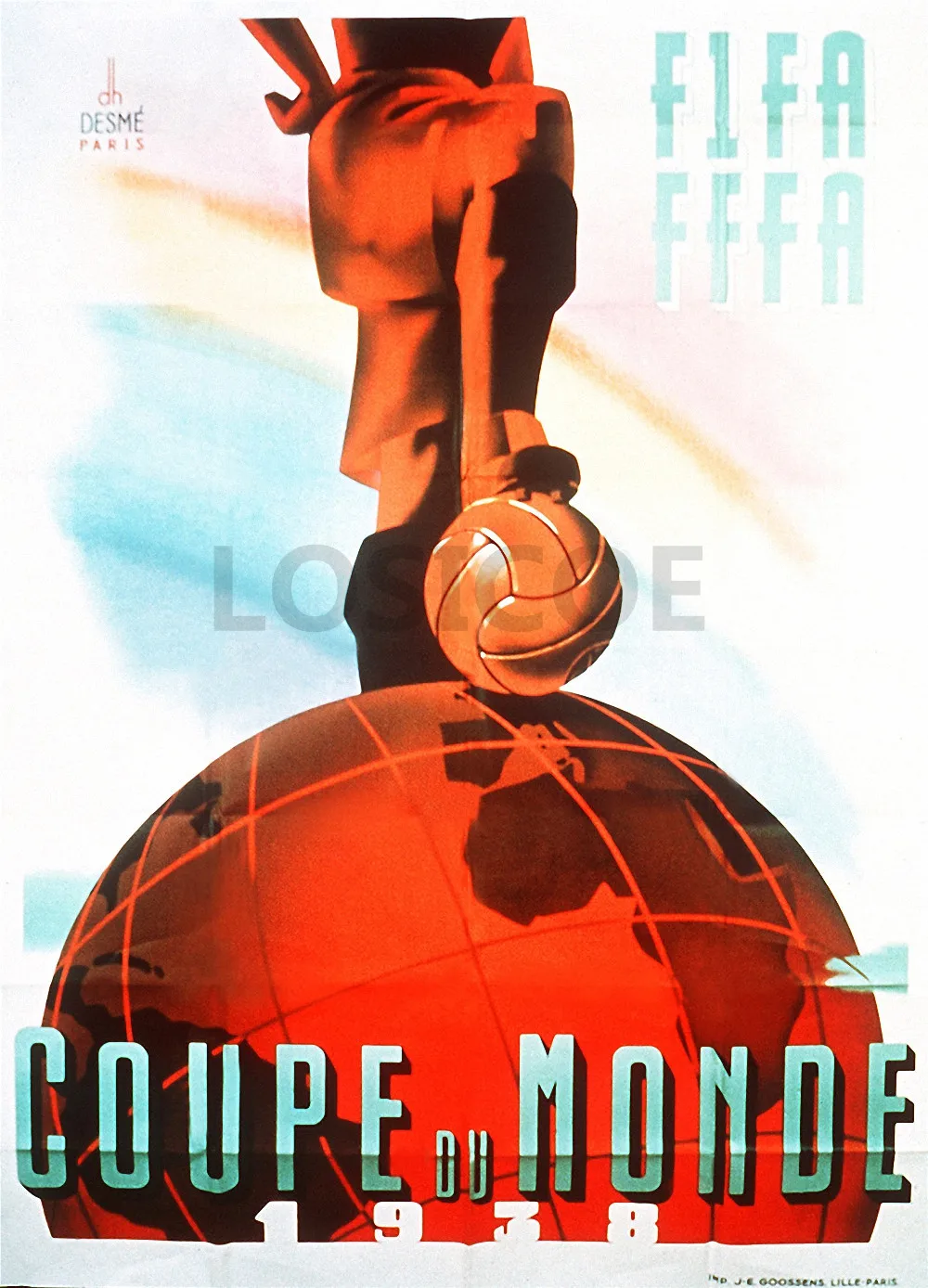 Все предыдущие с логотипом Кубка мира талисман футбольный плакат 30X42 см ретро