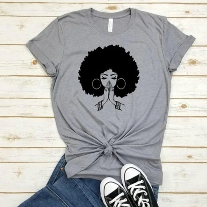 

Cool Melanin Black Girl Print Female T-shirt Harajuku T-Shirts For Women Summer Hip Hop T Shirt Tee Shirt Femme Vogue Top