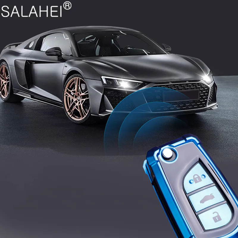 

3 Button Soft TPU Car Key Cover Folding Remote Key Case For New Toyota Camry aygo Yaris Highlander Corolla Prado Reiz Crown RAV4