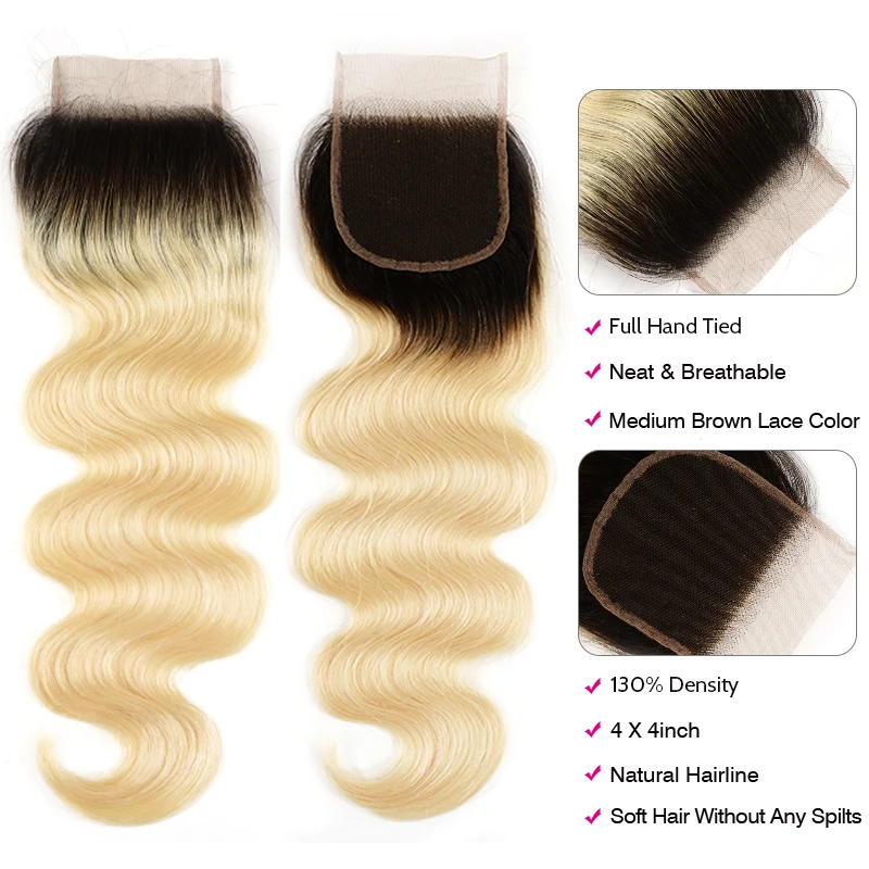 Бразильские человеческие волосы Unice 2 тона темные корни Омбре светлые 3 пряди с