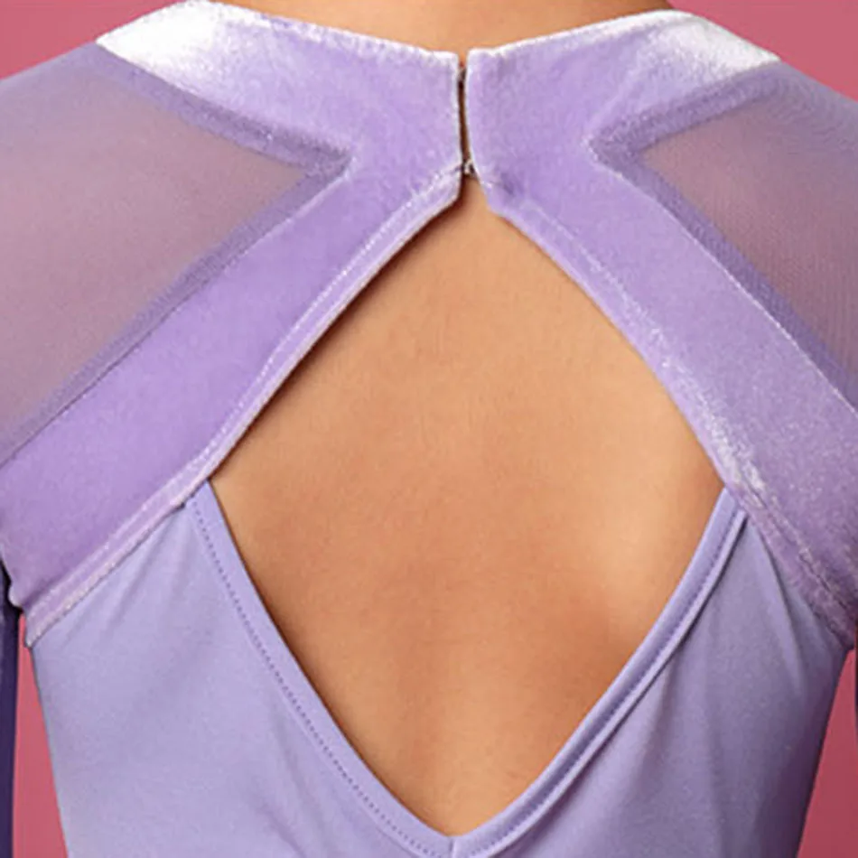 Детское платье для латиноамериканских танцев Lotus с длинным рукавом и открытой