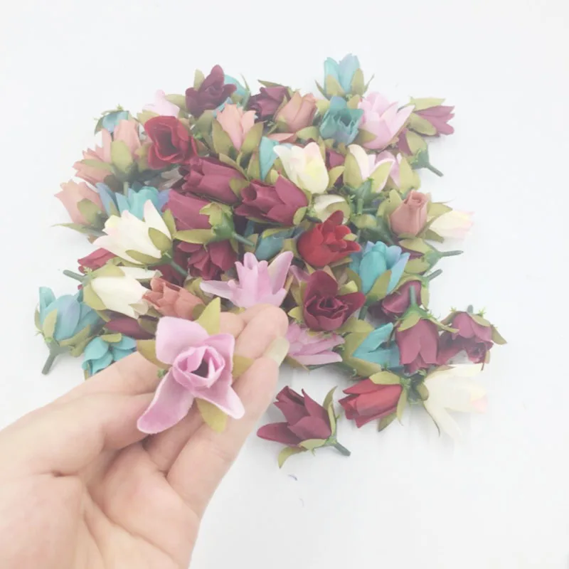 10 шт./лот 4 см искусственные цветы из шелка цветок маленький чай бутон розы ручной