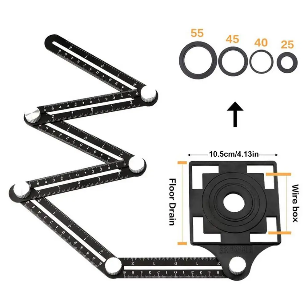 

Construction Tools Multi Angle Measuring Ruler Aluminum Folding Positioning Ruler Professional DIY Wood Tile Flooring Punch Tool