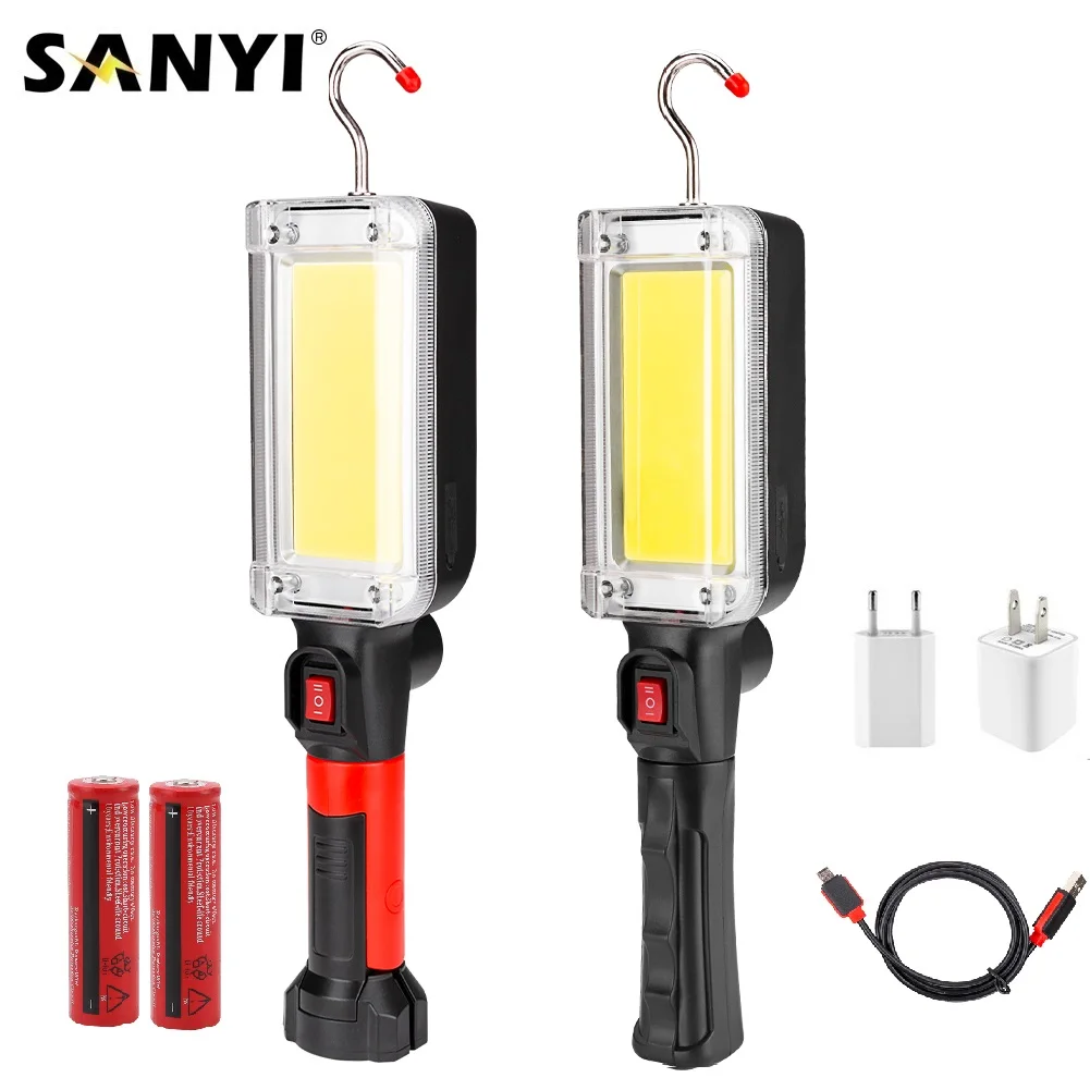 2 режим COB светодиодный вспышка светильник Магнитный рабочий зарядка через USB 18650