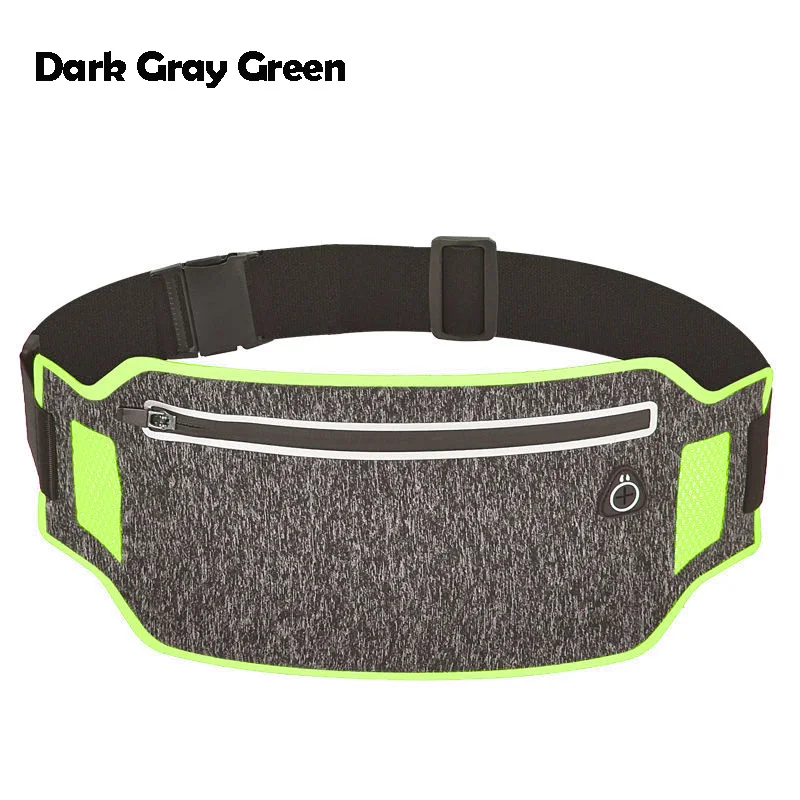 dark gray green Сумка для бега для телефона, водонепроницаемая поясная сумка для бега, светильник, дышащий поясной ремень, унисекс Фитнес поясная сумка, спортивные аксессуары - Цвет: dark gray green