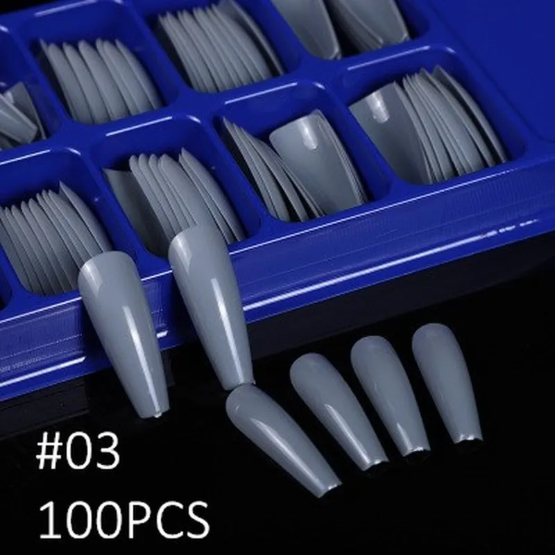 Накладные ногти 100 шт./кор. Длинные накладные для французского маникюра акриловые