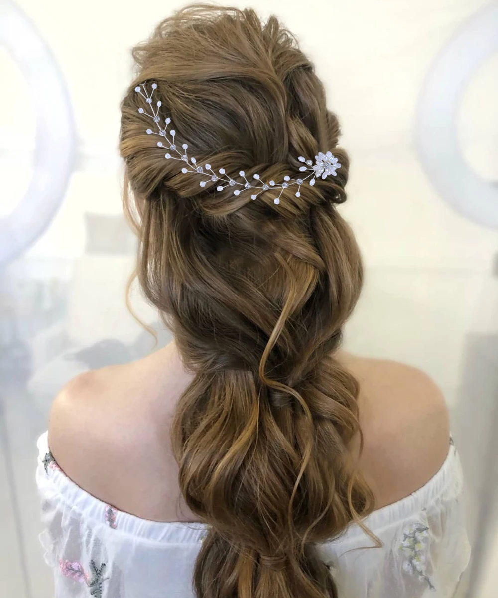 

AMORARSI HP35 Simplicity Crystal Pearls Wedding Headdress Bride Woman Bachelorette Party Prom Jewelry Tiara Girlfriend Gift