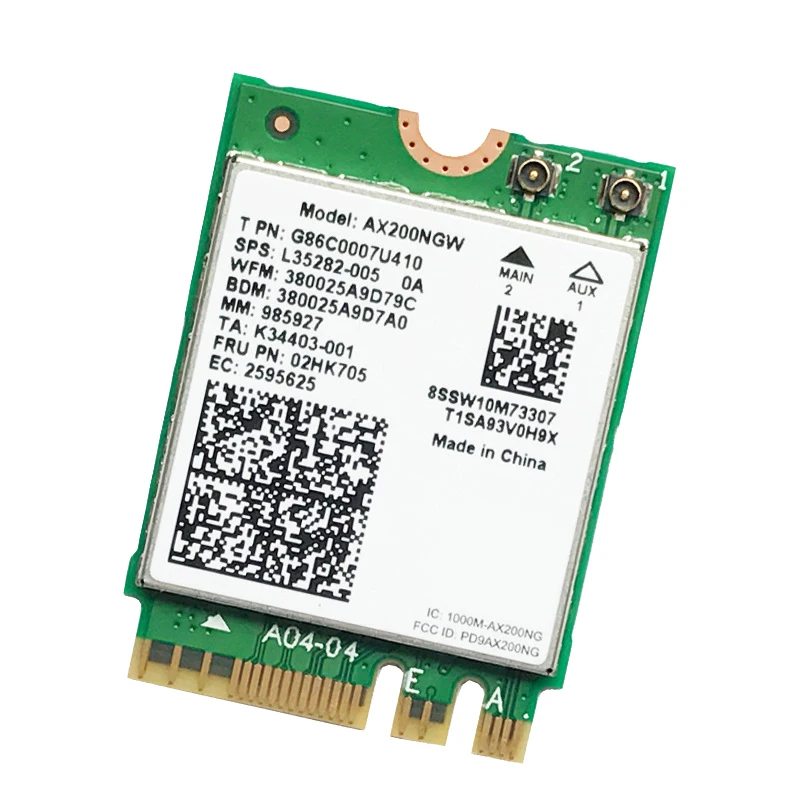 

HOT-WIRCARD for Dual Band AX200 2400Mbps Wireless AX200NGW NGFF M.2 Bluetooth 5.0 Wifi Network Card 2.4G/5G 802.11Ac/Ax