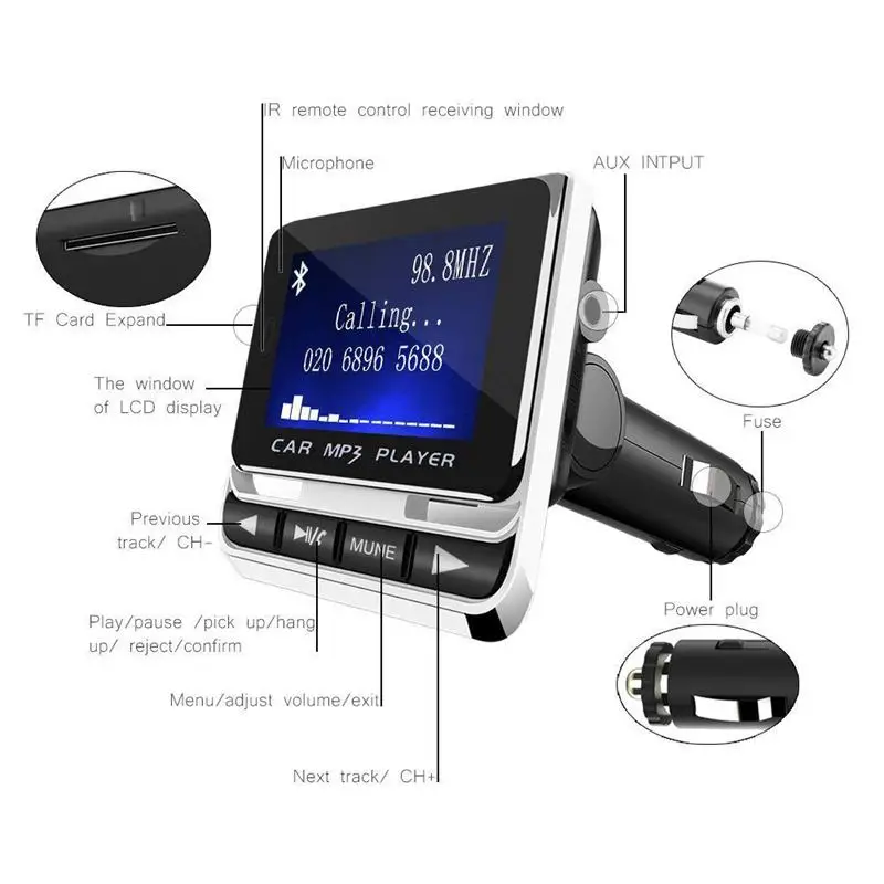 

FM Transmitter,Car Transmitter MP3 Player Hand-Free Calling Radio o Adapter Bluetooth Transmitter Car Kit,USB Charger,TF Car