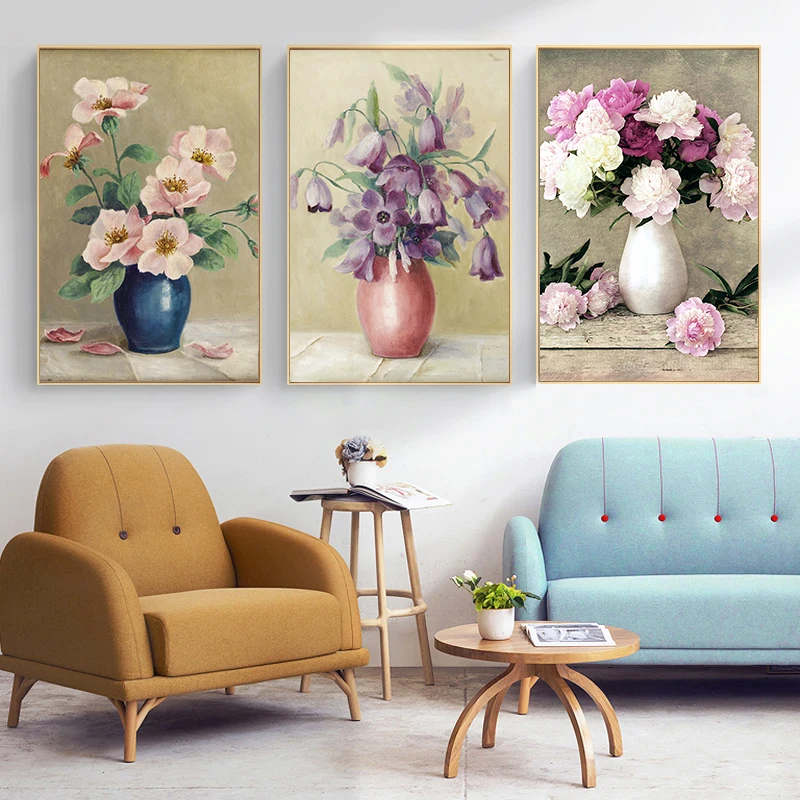 

Blooming Flowers Plant Poster Wall Art Green Plant Painting Home Life Decoration