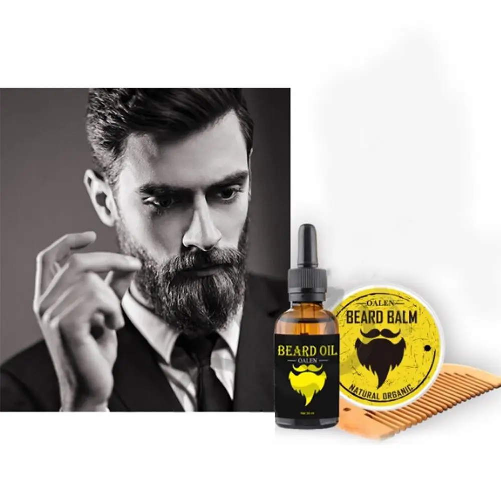 

Blue ZOO Men 100% Natural Organic Beard Care Set Mustache Styling Grooming Growth Beard Comb + Beard Oil + Beard Cream