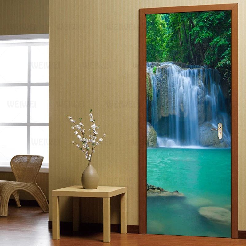 3D Настенные обои для спальни дверная наклейка водопад пейзаж домашний декор