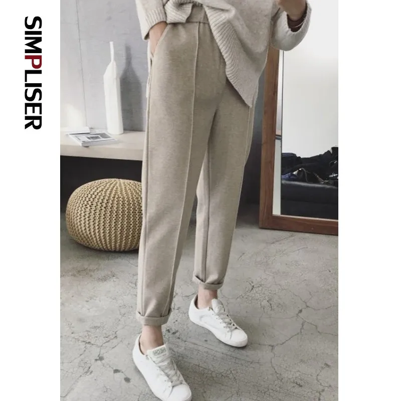 Женские зимние шерстяные штаны-шаровары брюки 2020 с эластичным поясом Брюки цвет